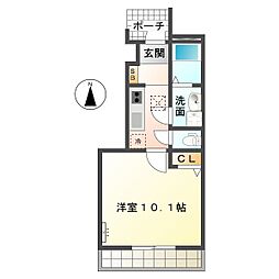 アイリス笹川 1Kの間取図画像