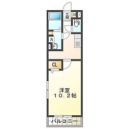 シャトーヴェール 1Kの間取図画像