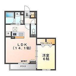 ラヴィクレールカルチェ 1LDKの間取図画像