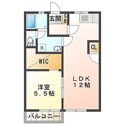 メープルマツモト 1LDKの間取図画像