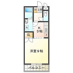 エール白須賀 1DKの間取図画像