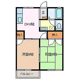 ハーモニーコート 2DKの間取図画像