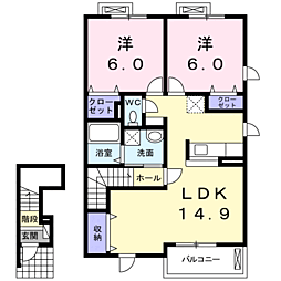 ティアモC 2LDKの間取図画像