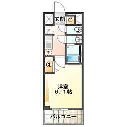 プレリス四日市ティエルナ 1Kの間取図画像