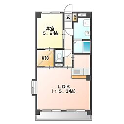 ハイツＭ 1階1LDKの間取り