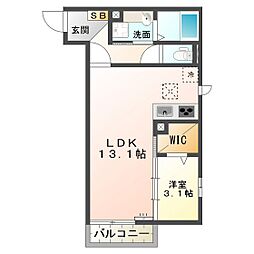 タートル　エイト 1階1LDKの間取り