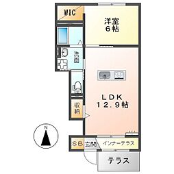 ラフレールＡ 1階1LDKの間取り