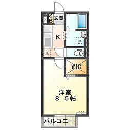 ボヌール　アビテ　Ｃ 2階1Kの間取り