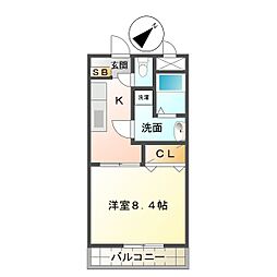 道伯ゴールドヒルズグッドスリー 1Kの間取図画像