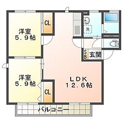 フィールドタウンC 2LDKの間取図画像