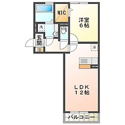 ブリーゼB 1LDKの間取図画像
