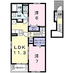 パストラーレB 2LDKの間取図画像