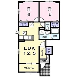響1 2LDKの間取図画像