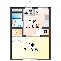 尾崎善ハイツ 1DKの間取図画像