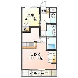 ヴァンパインコートA 1LDKの間取図画像
