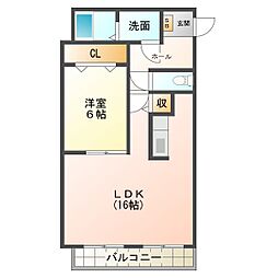 ウッドベルスクエアB 1LDKの間取図画像