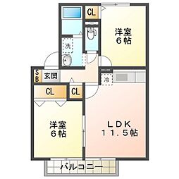 ドミール三日市 B 2階/202