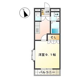 クレアハイツ 1Kの間取図画像