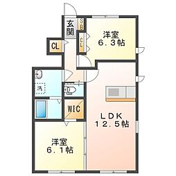 シンフォニーヒルズ 2LDKの間取図画像