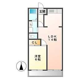 レジデンス道伯C 1LDKの間取図画像