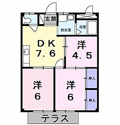 シティハイツ萩B 3DKの間取図画像