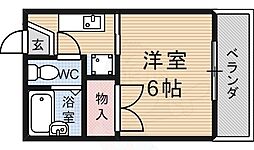 メゾンドマメール 2階1Kの間取り