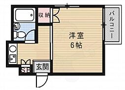 西ノ京ハイツ 4階1Kの間取り