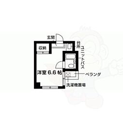 ウィッシュ河原町 3階ワンルームの間取り