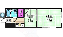 コーポいちらく 3階2Kの間取り