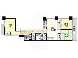 せんぼん有彩館 6階3LDKの間取り
