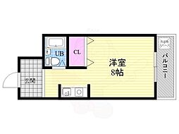 シャンブルN 3階1Kの間取り