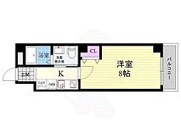 フラッティK＆S千本寺之内 3階1Kの間取り