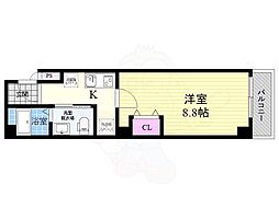 フラッティK＆S千本寺之内 4階1Kの間取り