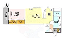アイル京都八条 1階1LDKの間取り