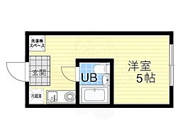 サンフェリシアン東福寺 3階ワンルームの間取り