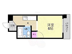 京都市営烏丸線 松ヶ崎駅 徒歩2分の賃貸マンション 4階1Kの間取り