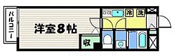 フラッティ千本今出川 5階1Kの間取り