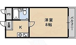 グランデール・サン 1Kの間取図画像
