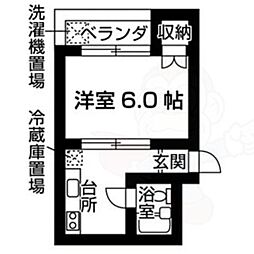 コートハウス紫明 1Kの間取図画像
