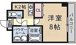 GRAZIA南河原 4階1Kの間取り