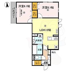D-ROOM Sagarimatsu 2階2LDKの間取り