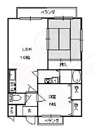 アフリー太田2 1階2LDKの間取り