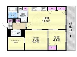 インサイトルポ山科新十条 1階2SLDKの間取り