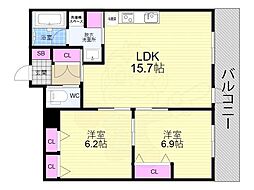 インサイトルポ山科新十条 3階2LDKの間取り