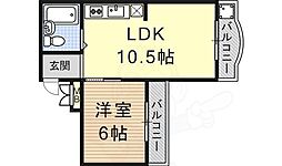 エステート京和 3階1LDKの間取り