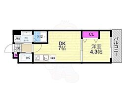 ARCA山科 3階1DKの間取り