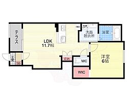 Arietta Haradani 1階1LDKの間取り