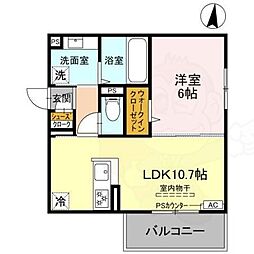 GRAMM六地蔵 C棟 2階1LDKの間取り