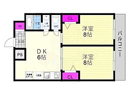 K’sメゾンＦＯＸ 1階2DKの間取り