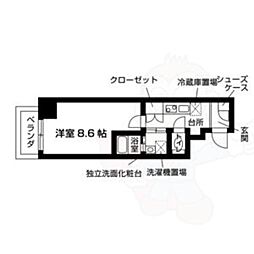KCCフラット河原町 6階1Kの間取り
